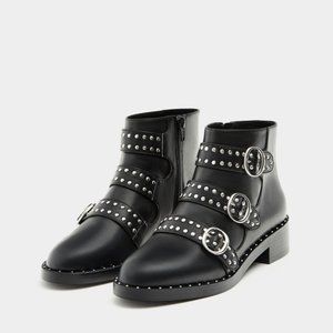 Pull and Bear Faux Leather Western Style Boots